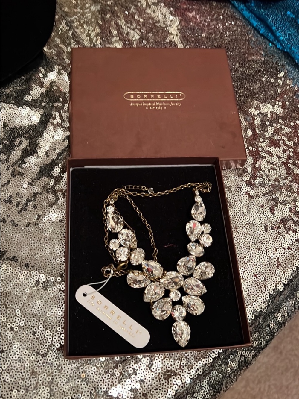 Sorrelli Antique Gold  Crystal Statement Bib Necklace NWT